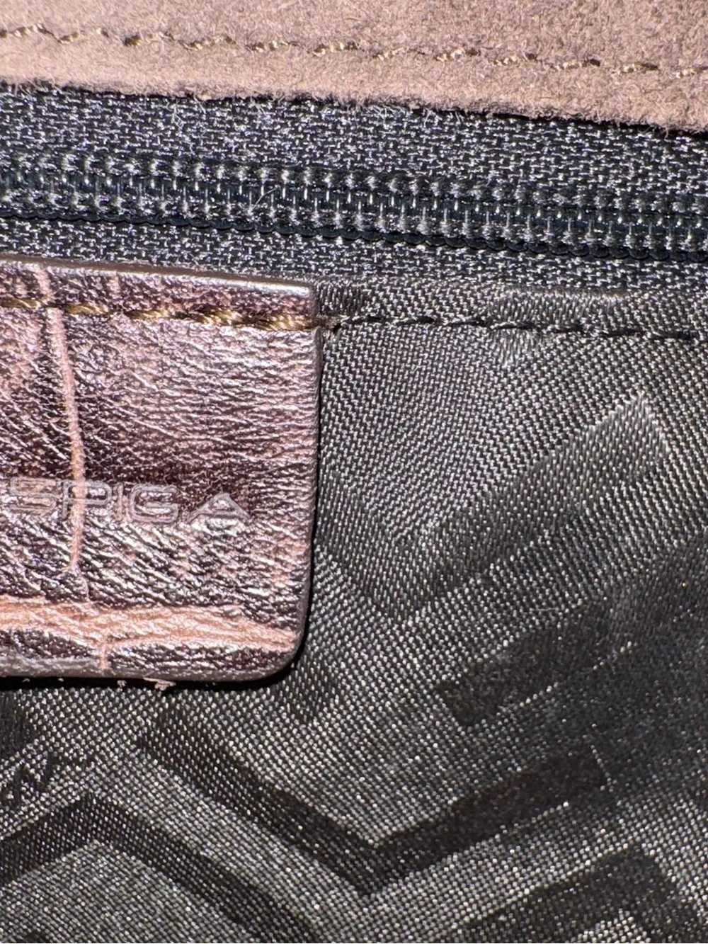 Via Spiga Dark Brown Suede & Croc-Embossed Leather Briefcase